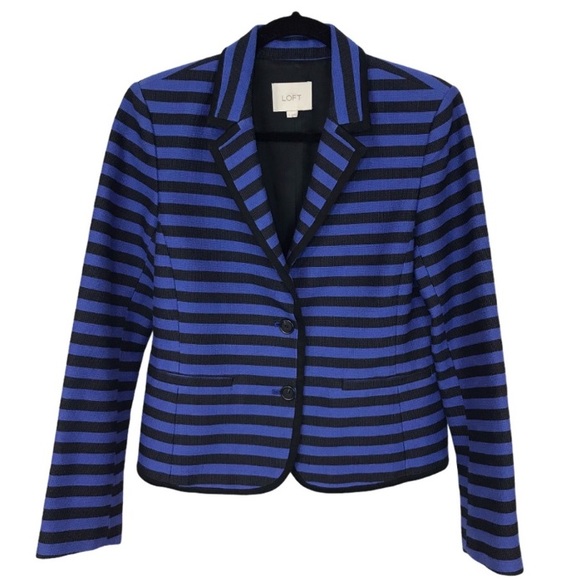 MOVING SALE! LOFT Stripe Blazer w/contrasting lapel & hemline - Picture 3 of 9